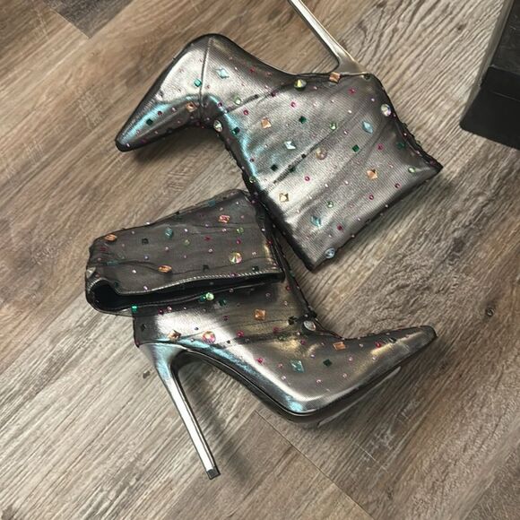 Azalea Wang Women's Liora Stiletto Mid-Calf Bootie Pointed Toe Black - Picture 6 of 11